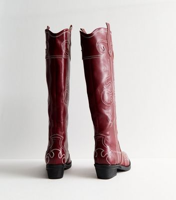 New look burgundy boots best sale