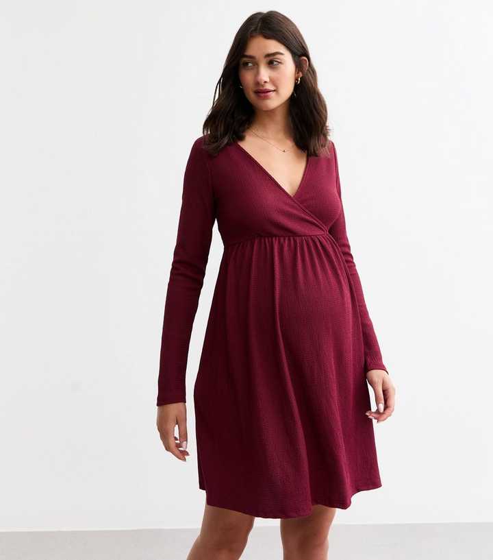 sachin and babi light blue dress Maternity Black Velvet Long Sleeve Wrap Midi Dress