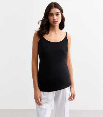 Black Scoop Neck Jersey Nursing Vest