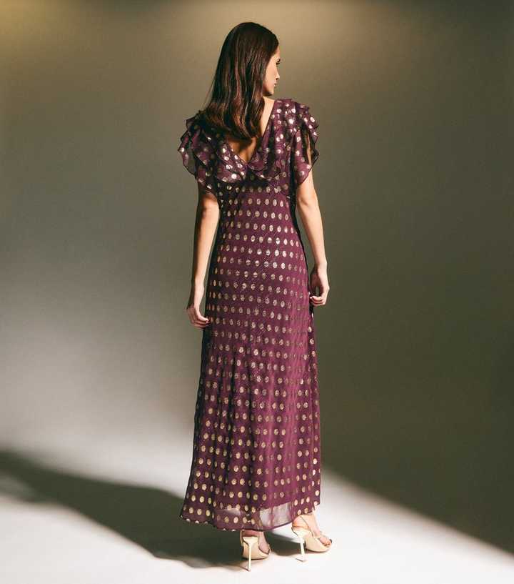 sachin and babi light blue dress Polka dot chiffon maxi dress with voluminous cape :: LICHI