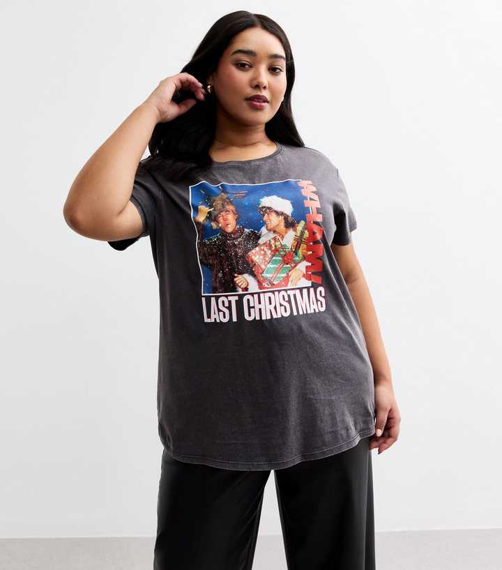 Merry Christmas Shirt For Women - Plaid Graphic Holiday Tee, Short Sleeve Casual Top (Grey, X-Large)