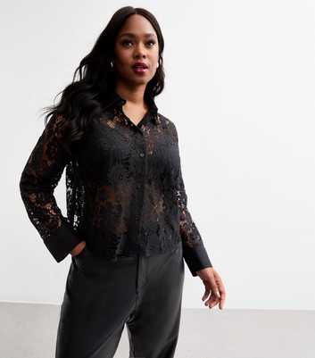 Curves Black Lace Shirt