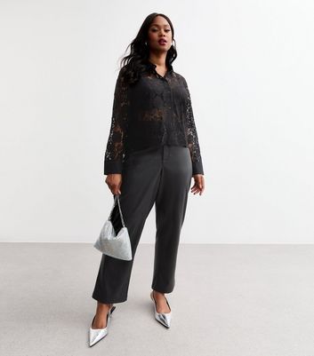 Plus size black lace shirt hotsell