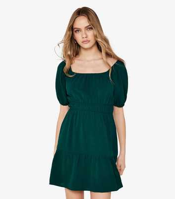 Apricot Dark Green Tiered Mini Milkmaid Dress