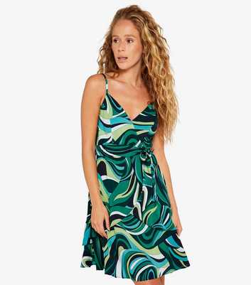 Apricot Green Swirl Print Mini Dress