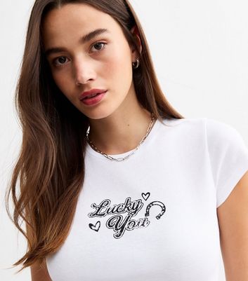 White Lucky You Cotton T-Shirt New Look