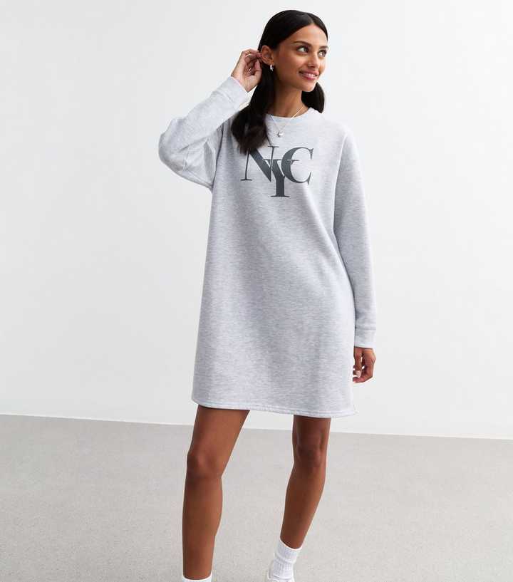 Pale Grey NYC Mini Sweater Dress | New Look