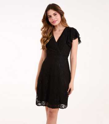 Blue Vanilla Black Lace Angel Sleeve Dress