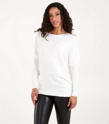 Blue Vanilla Off White Diamante Jumper