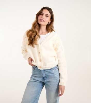 Blue Vanilla Off White Flower Cardigan