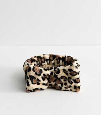 Brown Leopard Print Fluffy Bow Headband