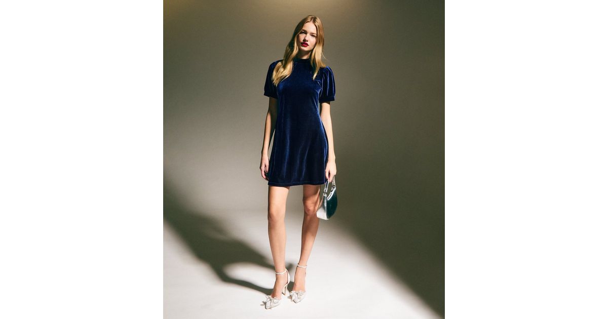 Navy Short-Sleeve Mini Dress main image 0