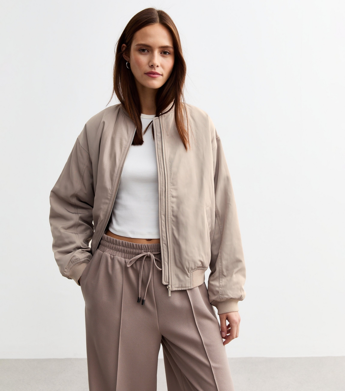 Women's Grey Baseball Collar Bomber Jacket New Look