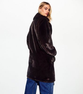 Parka Brave Soul Tasmin Faux Fur Tailored Coat Womens Plain Black