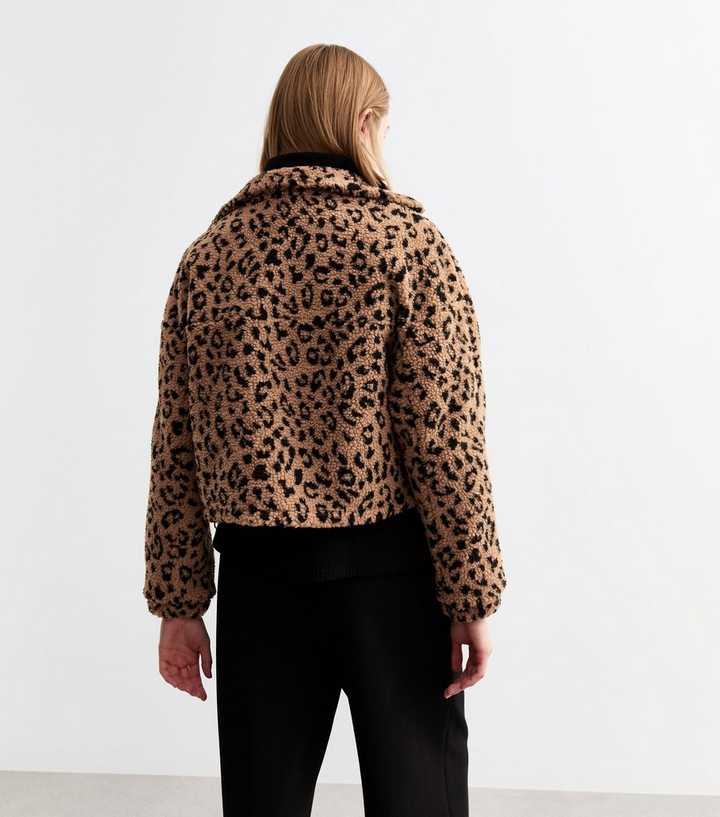 Animal Print New Look Borg Jumper Brown Leopard Print Borg Jacket