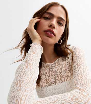 Off White Lace Long Sleeve Top 