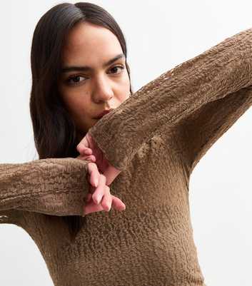 Brown Lace Long Sleeve Top 