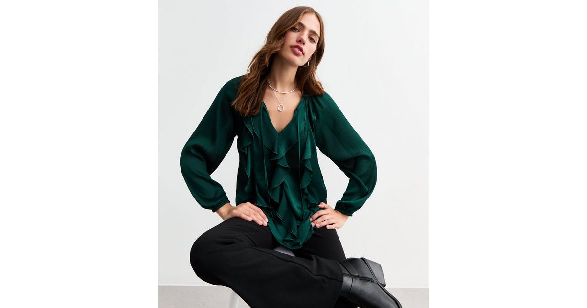 Green Yarn Dyed 100% Cotton V-Neck High-Low Top main image 1