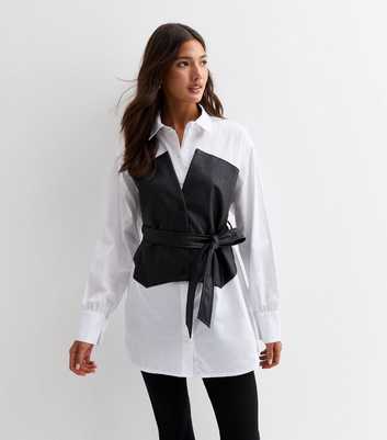 Cameo Rose White Belted 2 In 1 Shirt