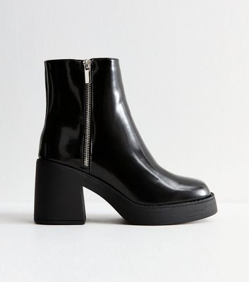 New look black block heel ankle boots best sale