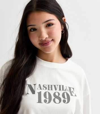 Girls White Nashville 1989 Slogan T-Shirt