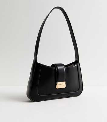 Black Lock Clasp Shoulder Bag