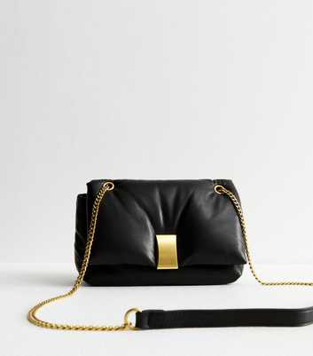 Black Bar Trim Faux Leather Crossbody Bag