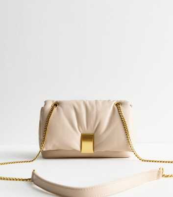 Cream Bar Trim Faux Leather Crossbody Bag