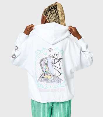 Skinnydip White Disney Jack And Sally Jersey Hoodie