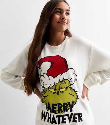 Girls Cream Christmas Grinch Sweatshirt