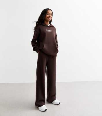 Girls Brown Sunday Club Wide Leg Joggers