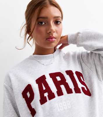 Girls Pale Grey Paris Appliqué Oversized Sweatshirt