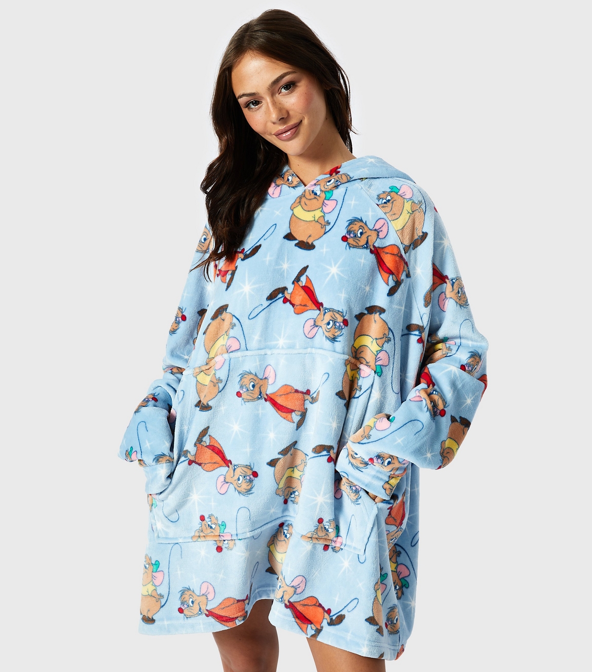 Women's Blue Disney Jaq Gus Fleece Blanket Hoodie Skinnydip New Look