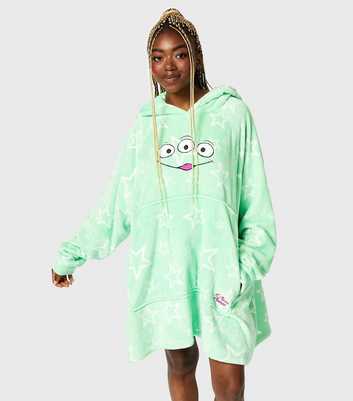 Skinnydip Light Green Disney Aliens Fleece Blanket Hoodie