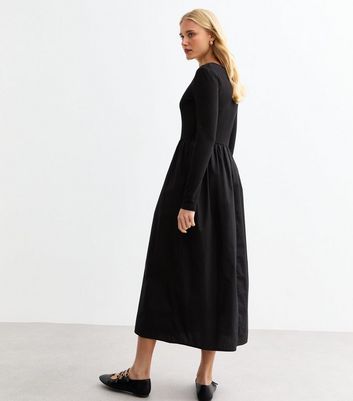 Black cotton poplin dress hotsell