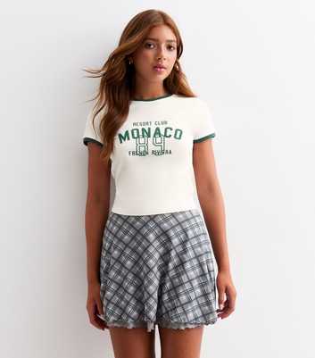 Girls White Monaco Logo Crew Neck T-Shirt