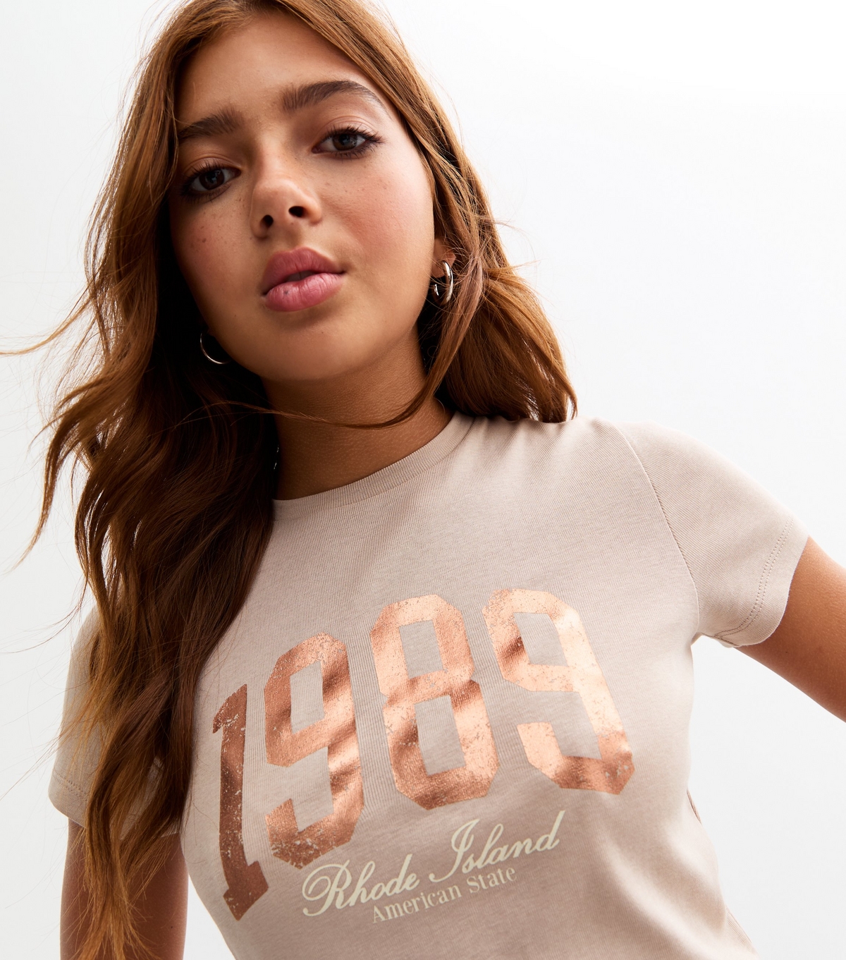 Girls' Brown 1989 Print Cotton T-Shirt New Look