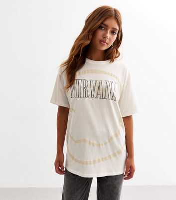 Girls White Oversized Nirvana Cotton T-Shirt