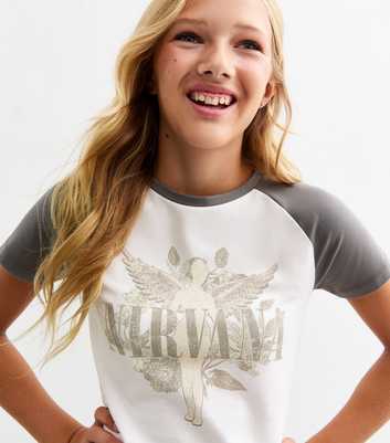 Girls White Nirvana Wings Logo Jersey T-Shirt