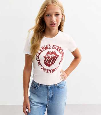 Girls White Rolling Stones Jersey T-shirt