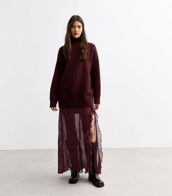 Chiffon maxi skirt burgundy best sale