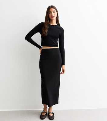 Black Back Split Midi Skirt 