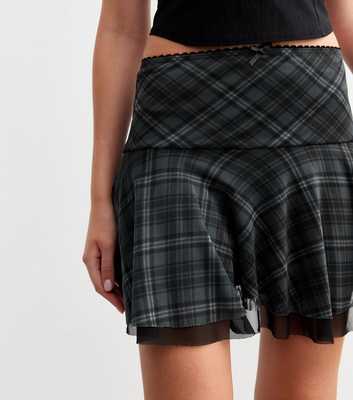 Blue Plaid Check Tulle Mini Skirt 