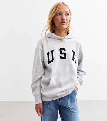 Girls Grey USA Appliqué Jersey Hoodie