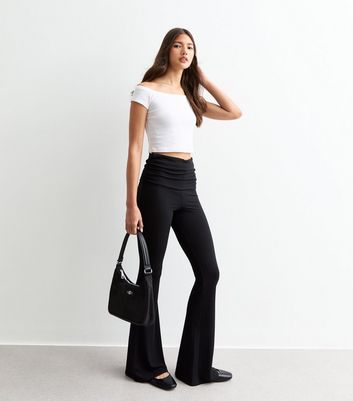 Black ribbed trousers best sale