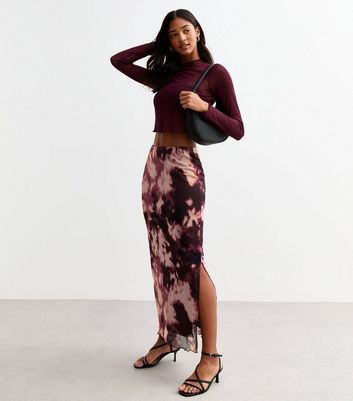 Pink Tie Dye Mesh Maxi Skirt New Look