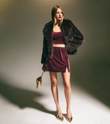 New look burgundy glitter skirt best sale