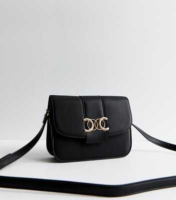 Black Leather Look Cross Body Bag