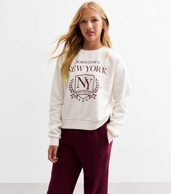 Girls Off White New York Slogan Jersey Sweatshirt