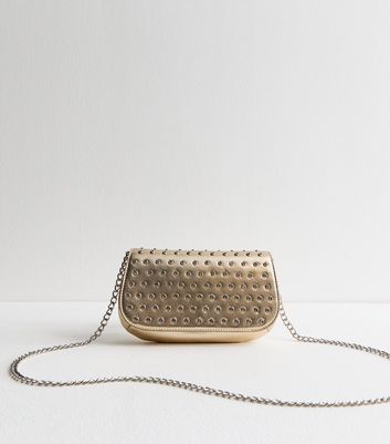 Deux Lux Gold Leather Cross Hatch factory Clutch